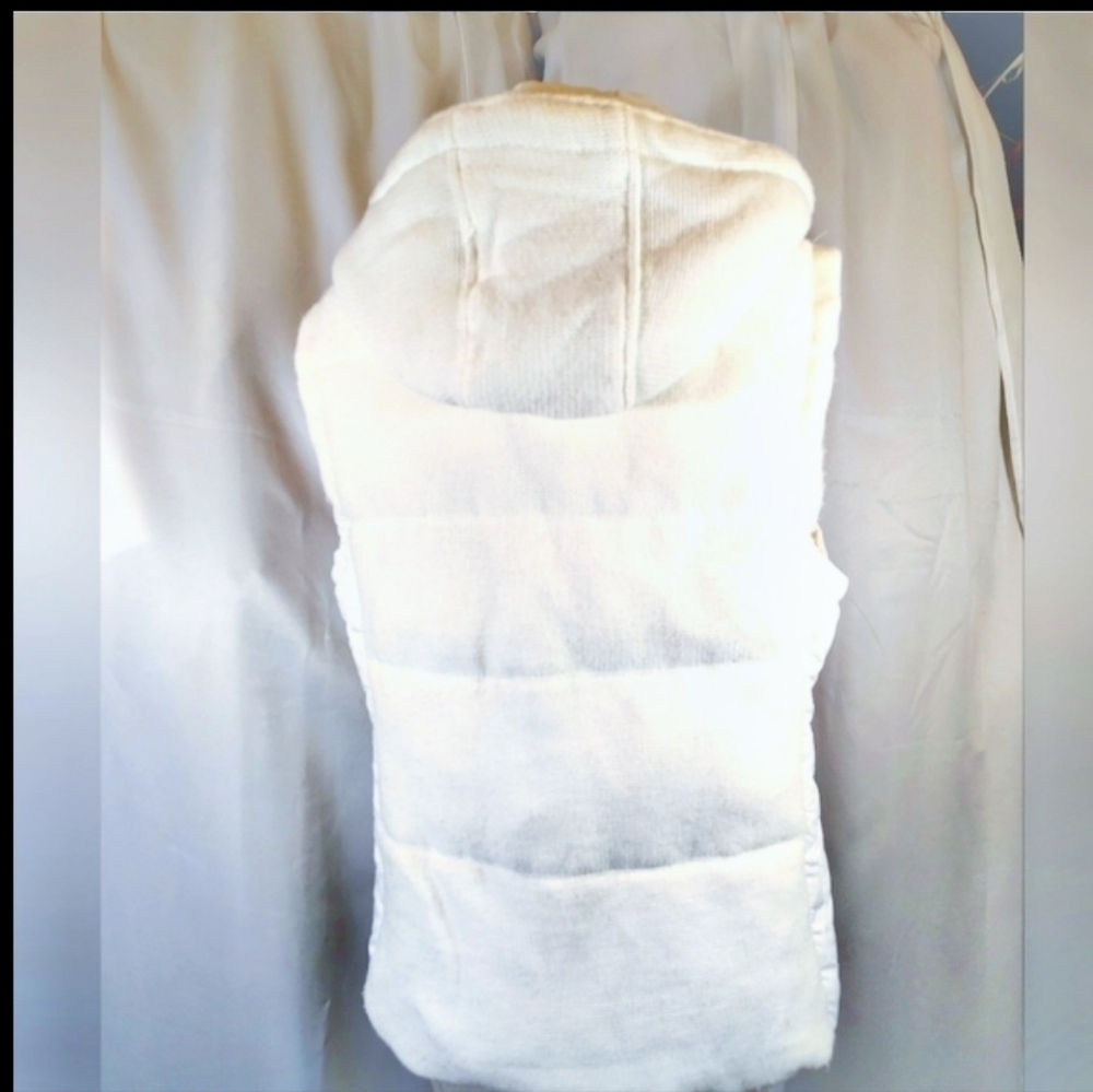 Calvin Klein TAG Puffer Vest, Women Ivory, Hood,Gold ZipUP+Pckts,Collar, XL - Picture 2 of 16